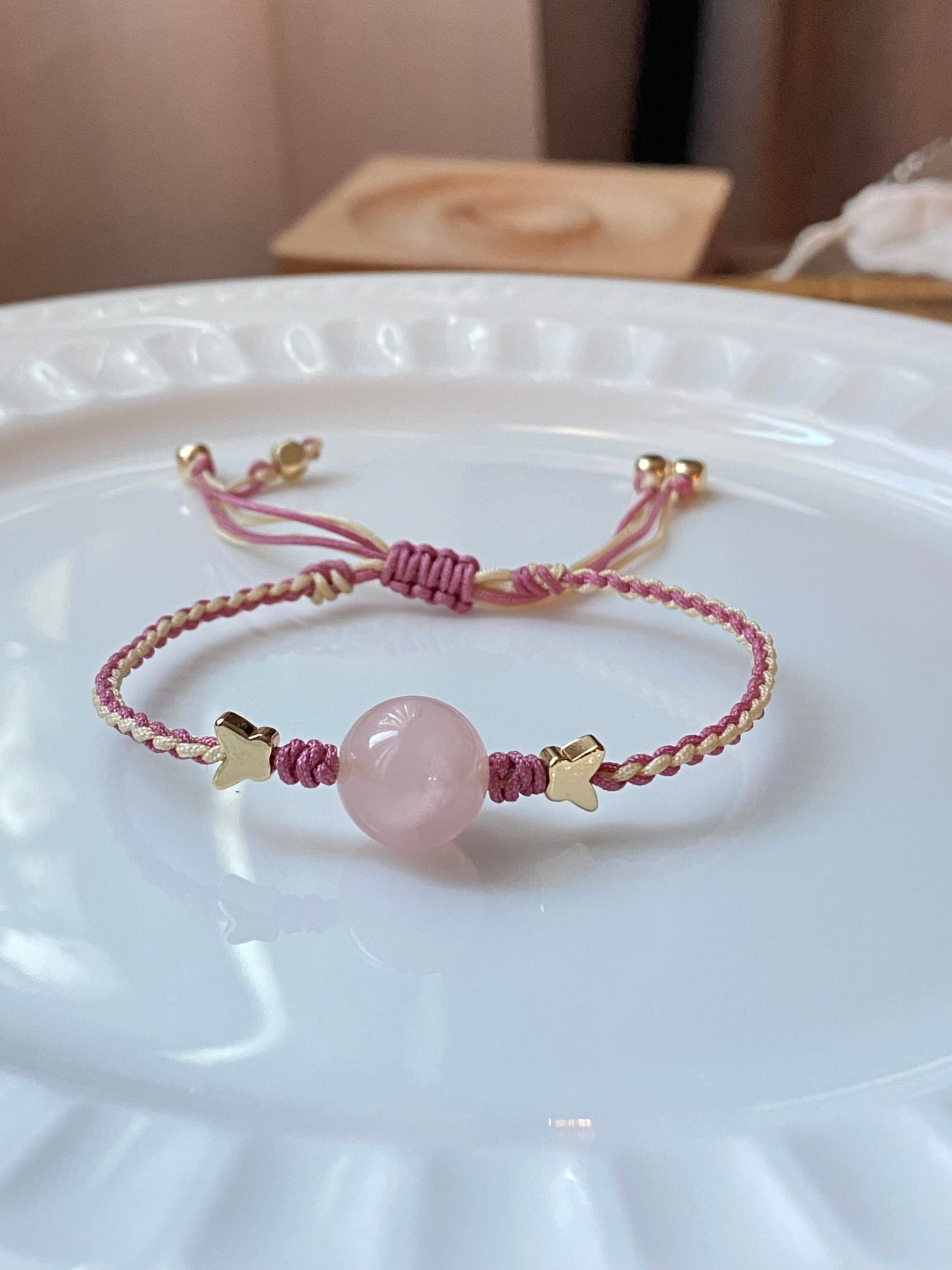 Natural Rose quartz Adjustable bracelet for Love gift for her Valentine's Day gift  present full of love and blessings