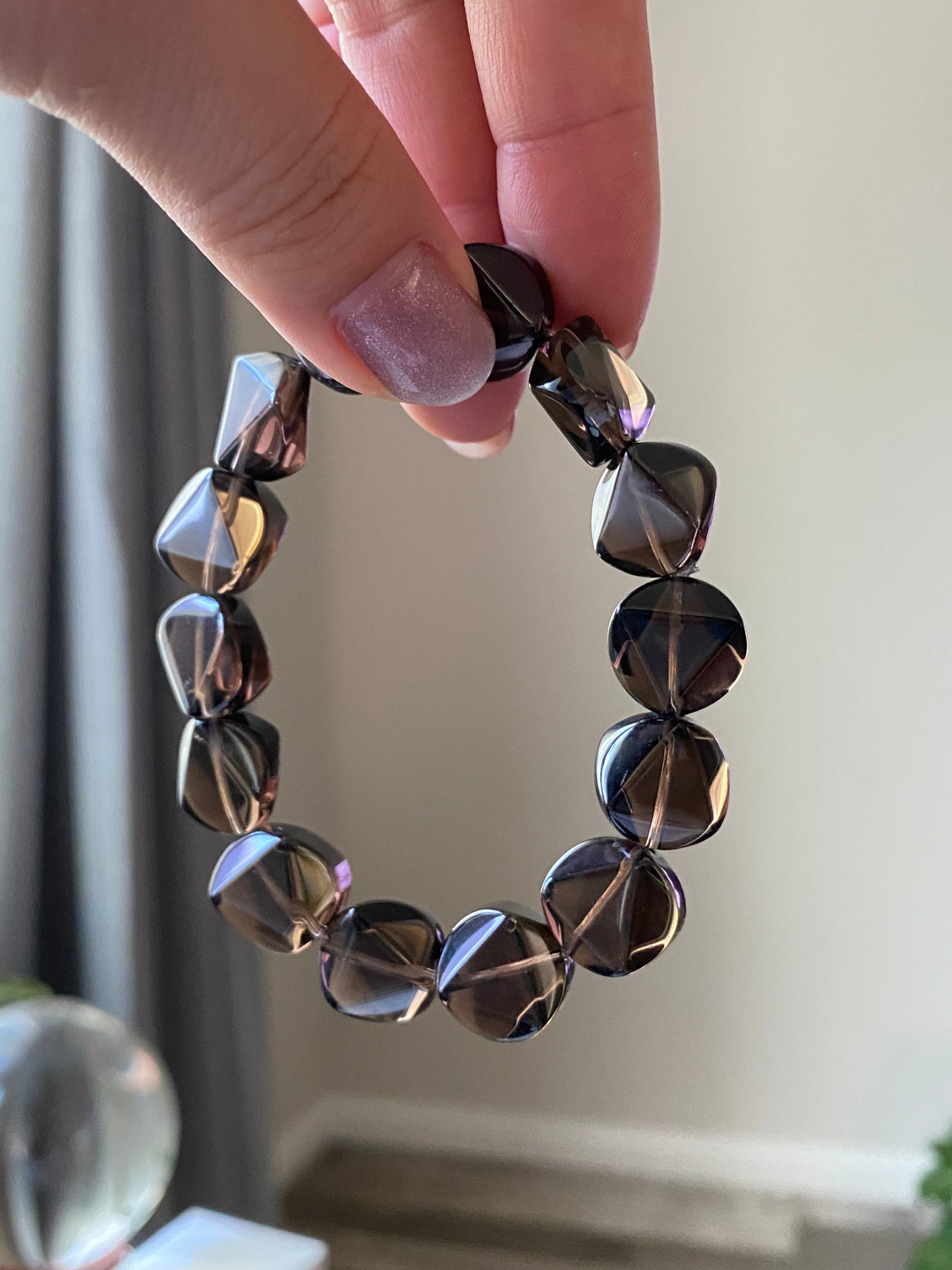 Natural Faceted Smoky Quartz Bracelet - Healing Crystal Jewelry for Emotional Balance and Protection