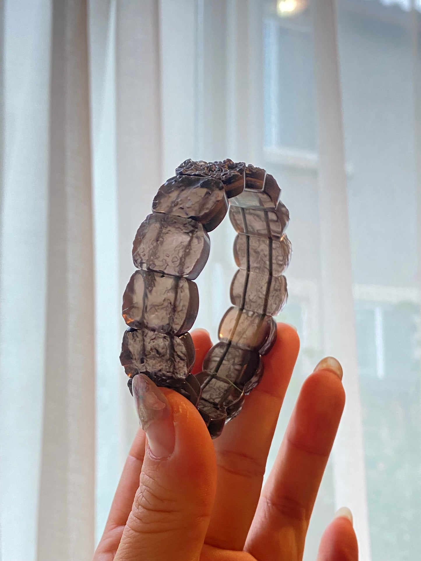 Natural Raw Cintamani Saffordite Tektite bangle Bracelet, wishing stone, Saffordite Tektites, Arizona Tektitest Rectangle beads