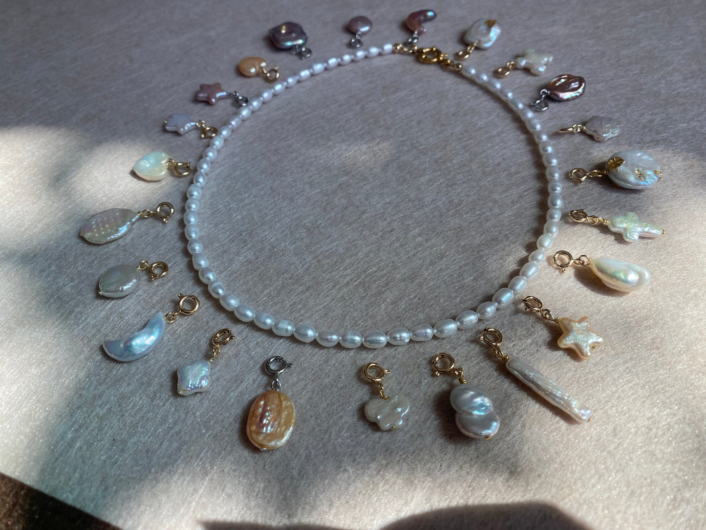 Custom Pearl Charm Necklace  Interchangeable Handmade Baroque Pearl Pendants Multi-Use Charms for Necklace, Bracelet, Anklet, Hair Clip
