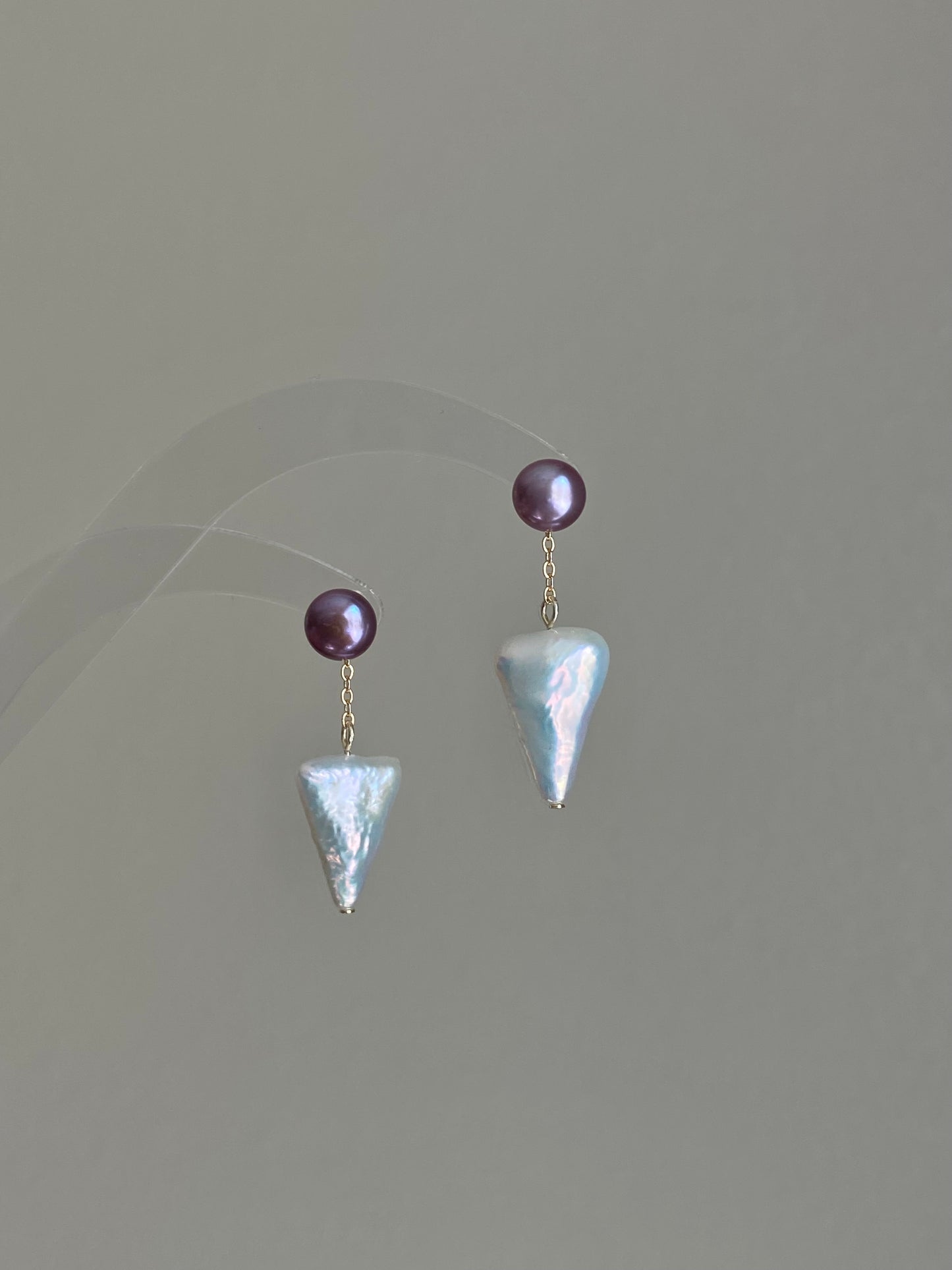 Convertible Pearl Drop Earrings – 3-in-1 Baroque pearl Triangle Earrings – Front Back Stud Earrings – Gift for Her, Bridesmaid, Minimalist Jewelry