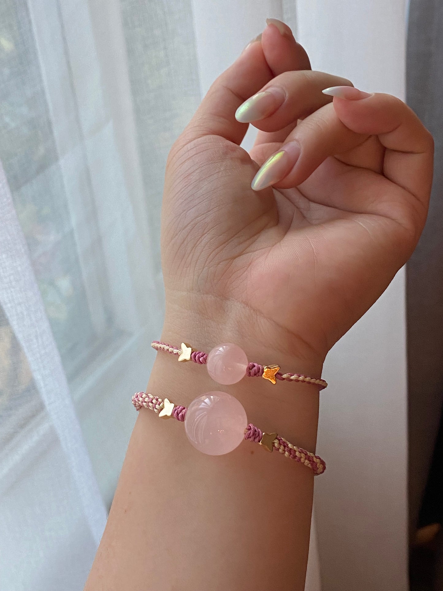 Natural Rose quartz Adjustable bracelet for Love gift for her Valentine's Day gift  present full of love and blessings