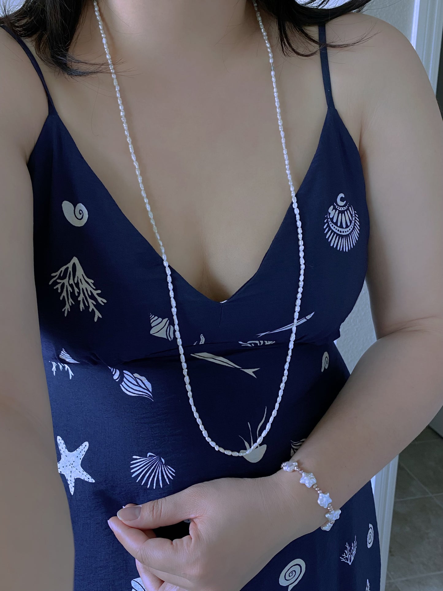 Handmade Freshwater Baroque Pearl Long Necklace 47" Multi-Way Wrap Lariat Pearl Necklace