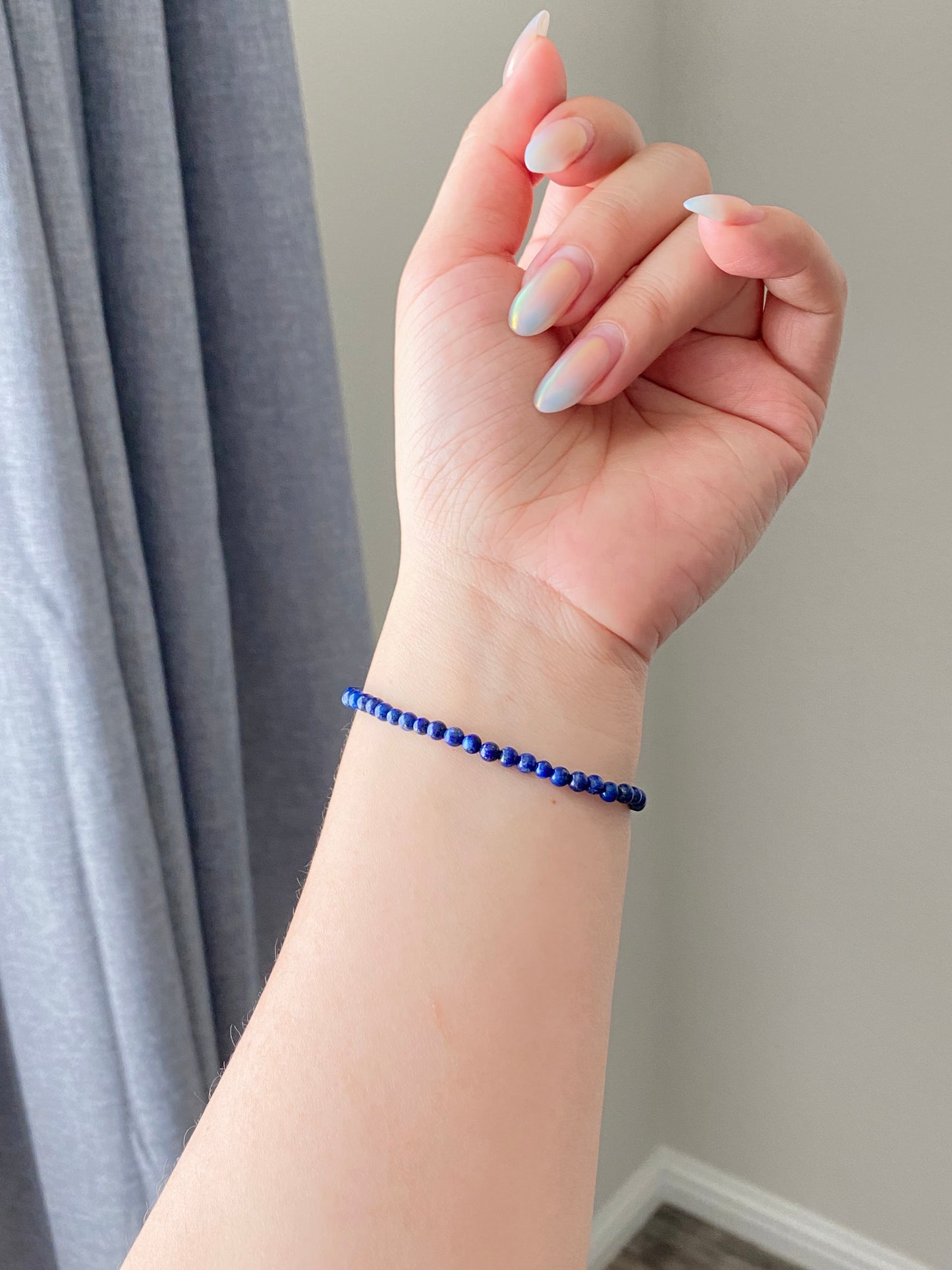 Natural  High Grade Lapis Lazuli Crystal Bracelet | Physical Healing and Pain Relief | Minimalism Bracelet | Small Gemstone Bead bracelet