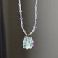 Fluorite Nine-Tailed Fox Carving Necklace | Fluorite Crystal Healing Pendant |九尾狐 |きゅうびのきつね Emotional Balance and Stress Relief