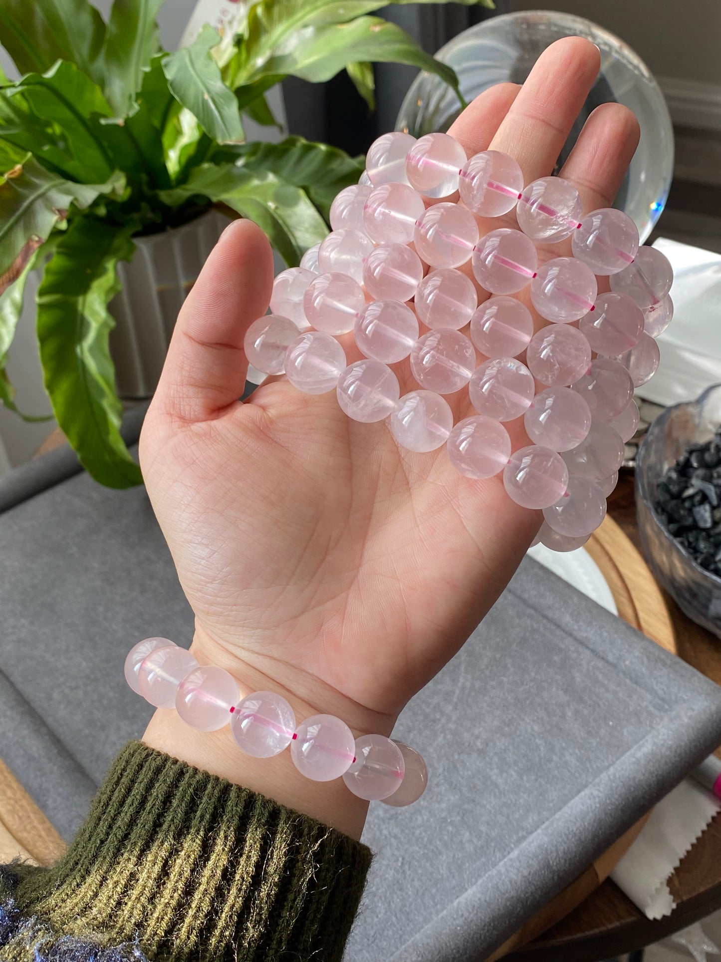 Jumbo size Starlight Rose Quartz Bracelet- Enhance Your Wellbeing with Natural Healing Crystals