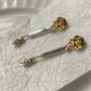 Natural Biwa/Pipa baroque stick freshwater pearl dangle Swaying Grace Rose Studs earring,best Valentine‘s gift’