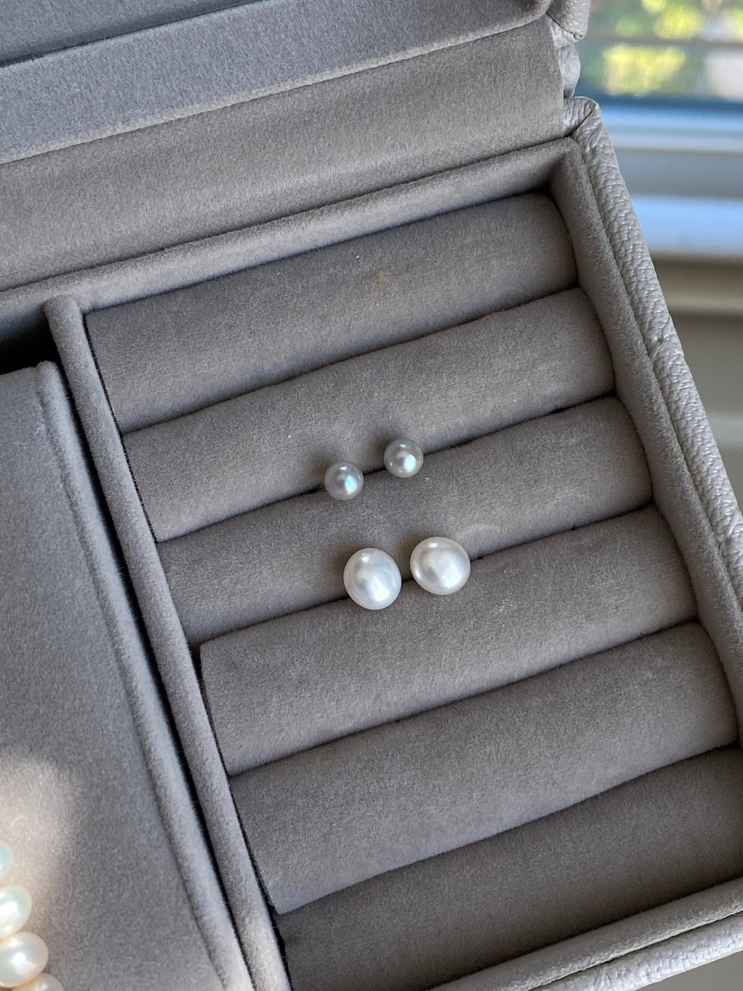 Minimalist Baby Akoya Gray Pearl Stud Earring Dainty Freshwater Pearl Earring Statement Earring Tiny Pearl stud earring  Proposal gift