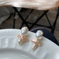 Eternal Ballet Blooms freshwater baroque pearl sterling silver stud earring-gift for her-preserved flowers