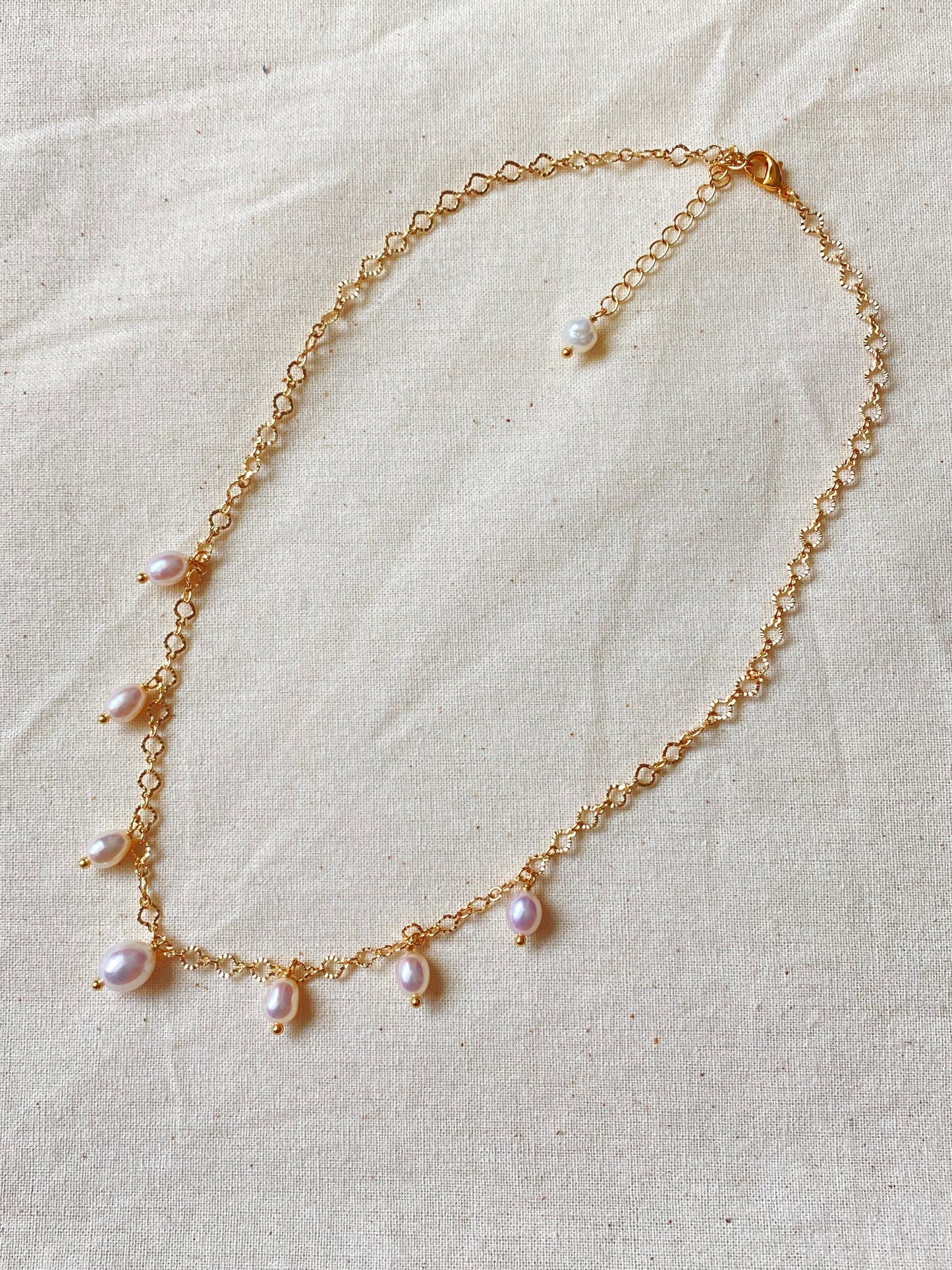 Princess Lace Pearl Necklace  Dainty Freshwater Pearl Drop Necklace Elegant Romantic Gold Choker  Handmade Bridal Jewelry Gift for Her
