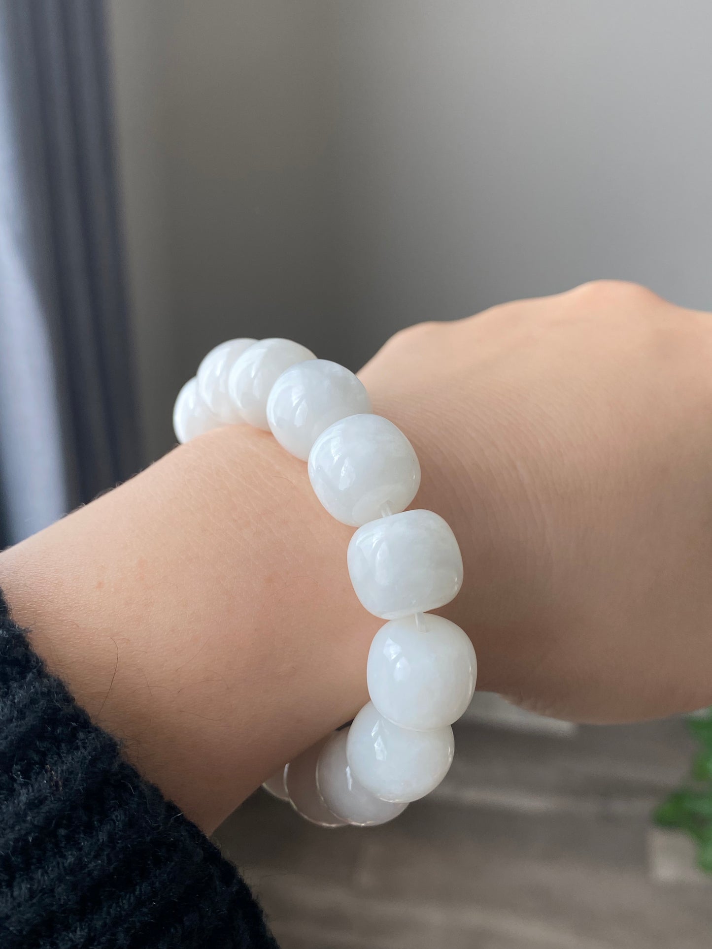 Natural Grade A Hetian White Jade Bracelet,Serenity & Healing Luxury Lucky Jewelry