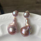 Versatile Purple Baroque Pearl Earrings | Dual-Wear Love Symbol Studs | Fashionable Daily Accessory