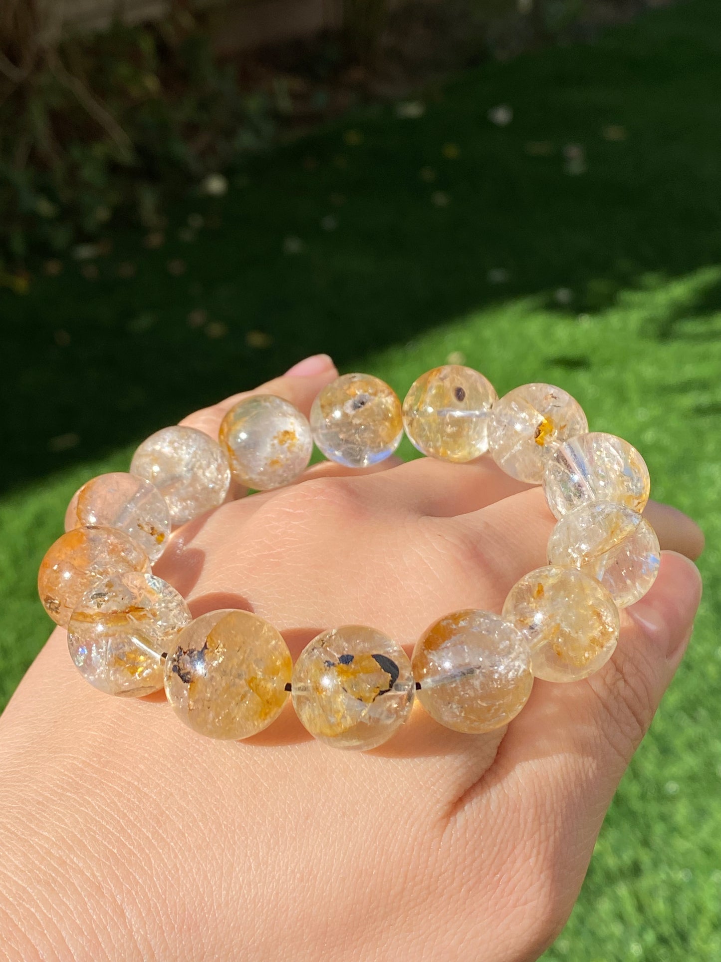 Jumbo size Natural Meditation Skeletal Herkimer Diamond sparkling smooth round bead bracelet-gift for him,gift for her