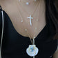 Handmade Reversible Seashell Pendant long Necklace – Ocean Fantasy with Pearls and Charms summer gift for her birthday gift anniversary gift