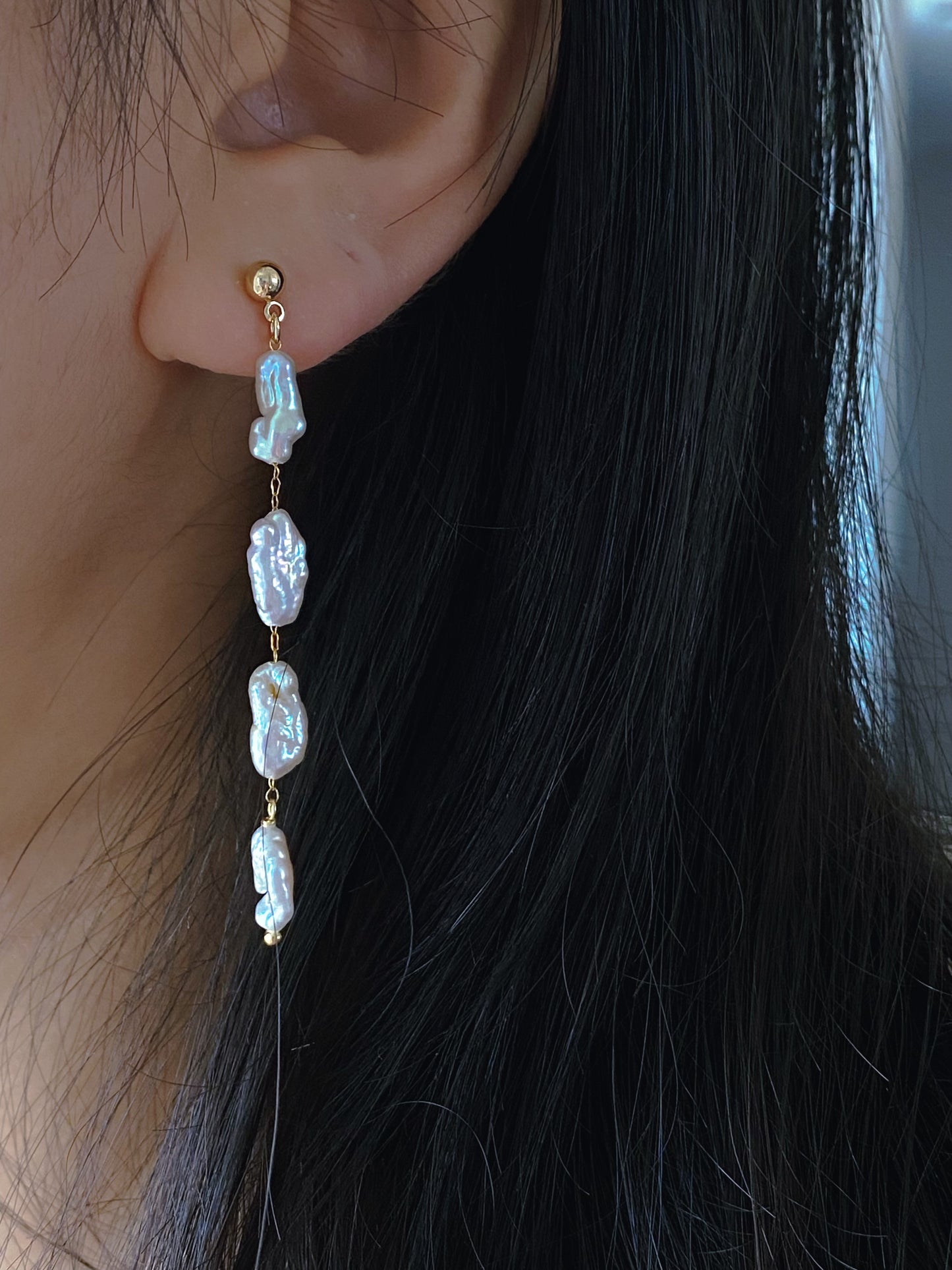 galaxy luster Keshi Pearl Tassel Earrings – Wedding & Bridesmaid Jewelry