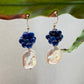 Blooming Lapis Lazuli Sphere & Pearl Earrings - Unique Design for Love Expression