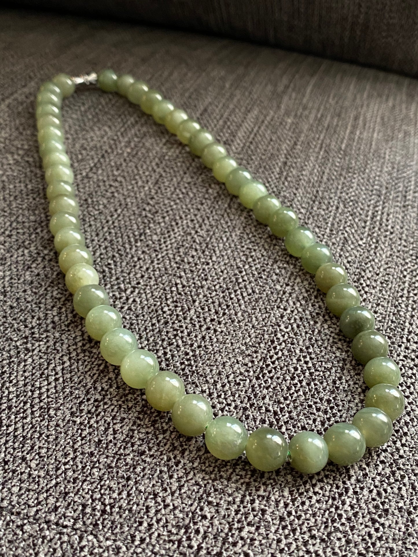 High Grade Natural Lake Green Smooth Round Jade Bead Necklace 9mm | Lucky | birthdays Gift|  anniversaries gift