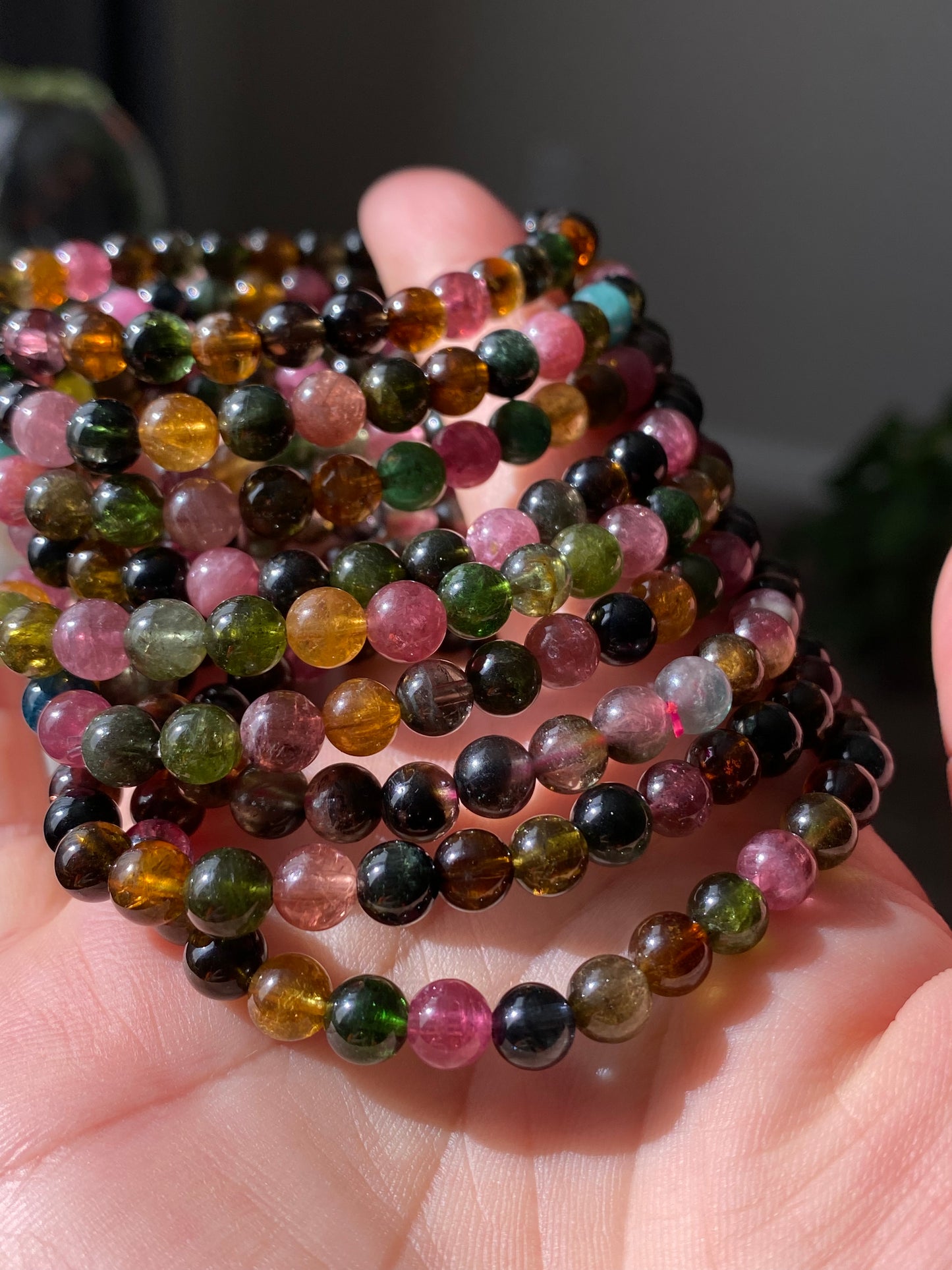 AAAAA Grade Natural Rainbow Candy Tourmaline，watermelon Tourmaline,peace happy bead bracelet 5-6mm,gift for her