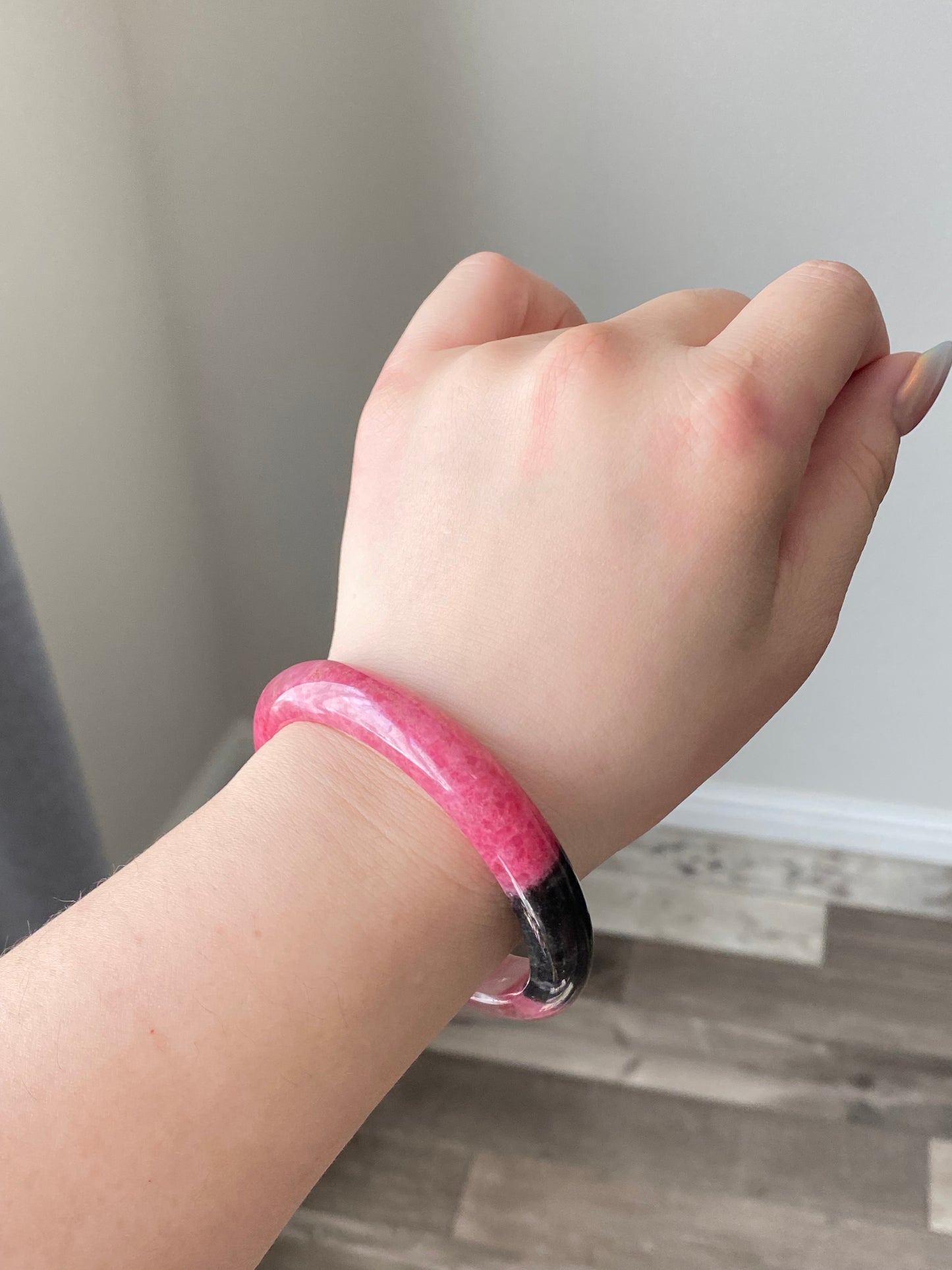 Natural Cherry Blossom Rain Rhodonite Flower leaf Bangle  Bracelet -emanate love and compassion/gift for love/Self-Expression