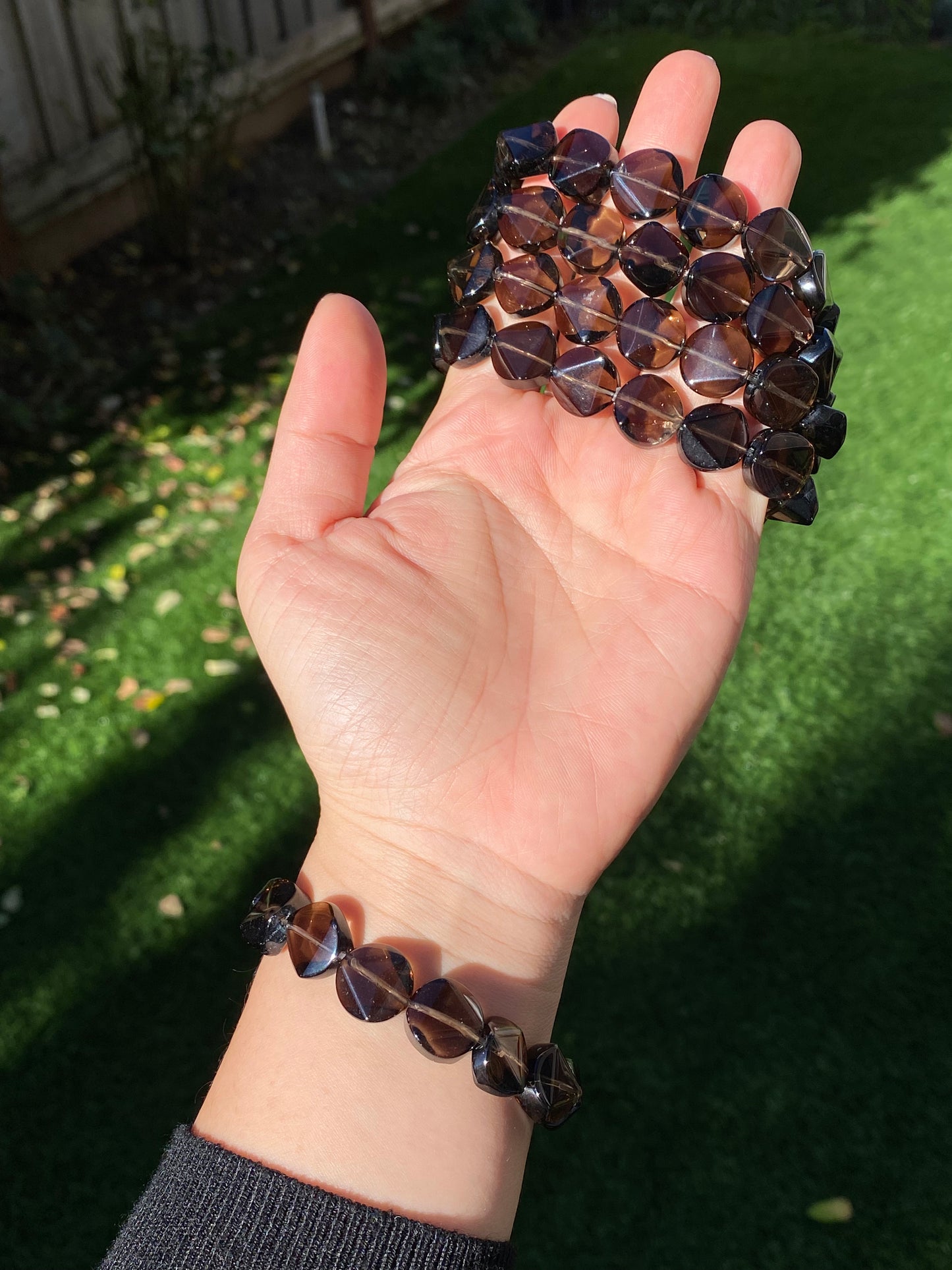 Natural Faceted Smoky Quartz Bracelet - Healing Crystal Jewelry for Emotional Balance and Protection