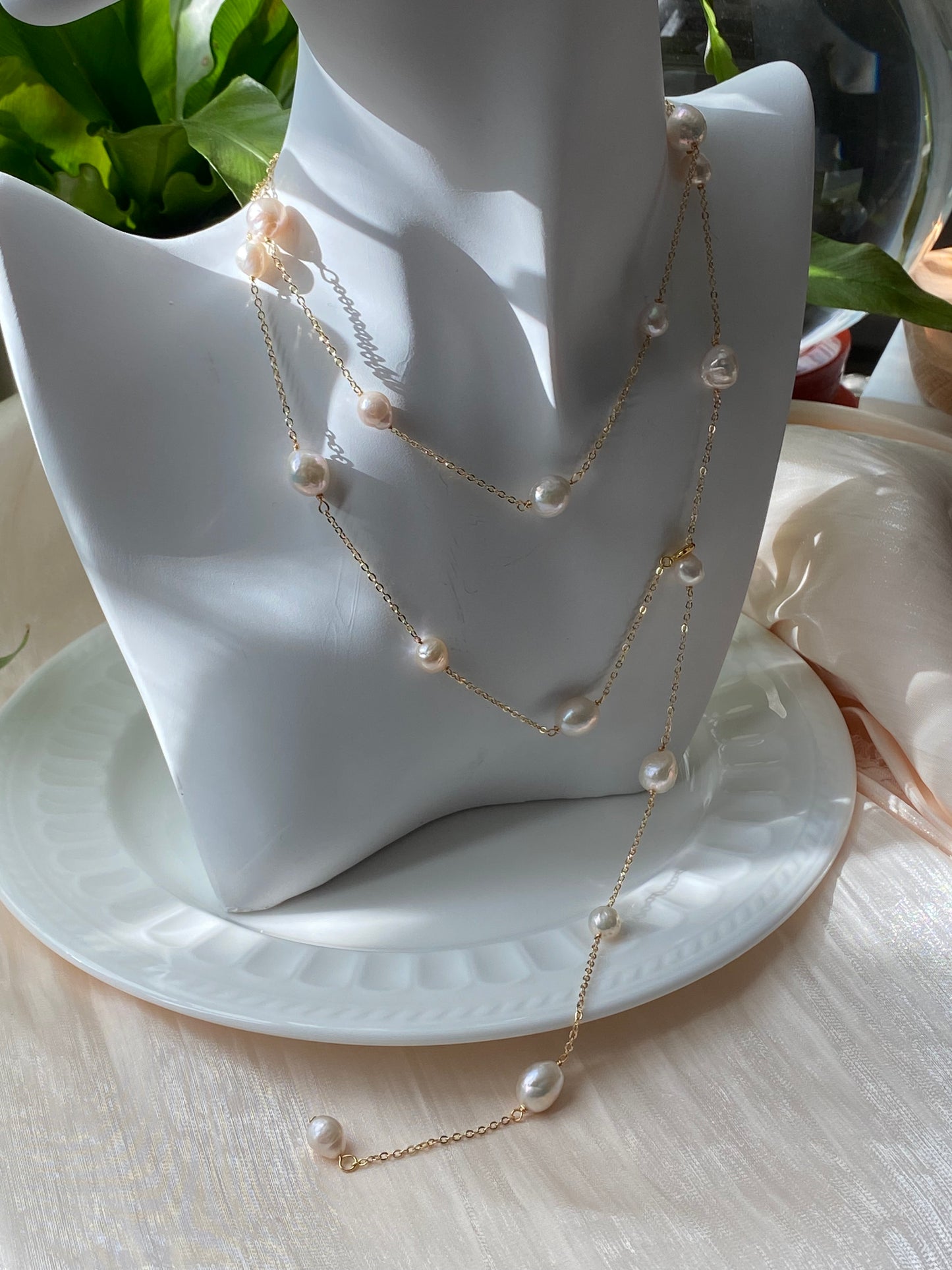 freshwater Starry Cascade baroque Pearl Necklace - Versatile Elegance with Multiple Styling Options