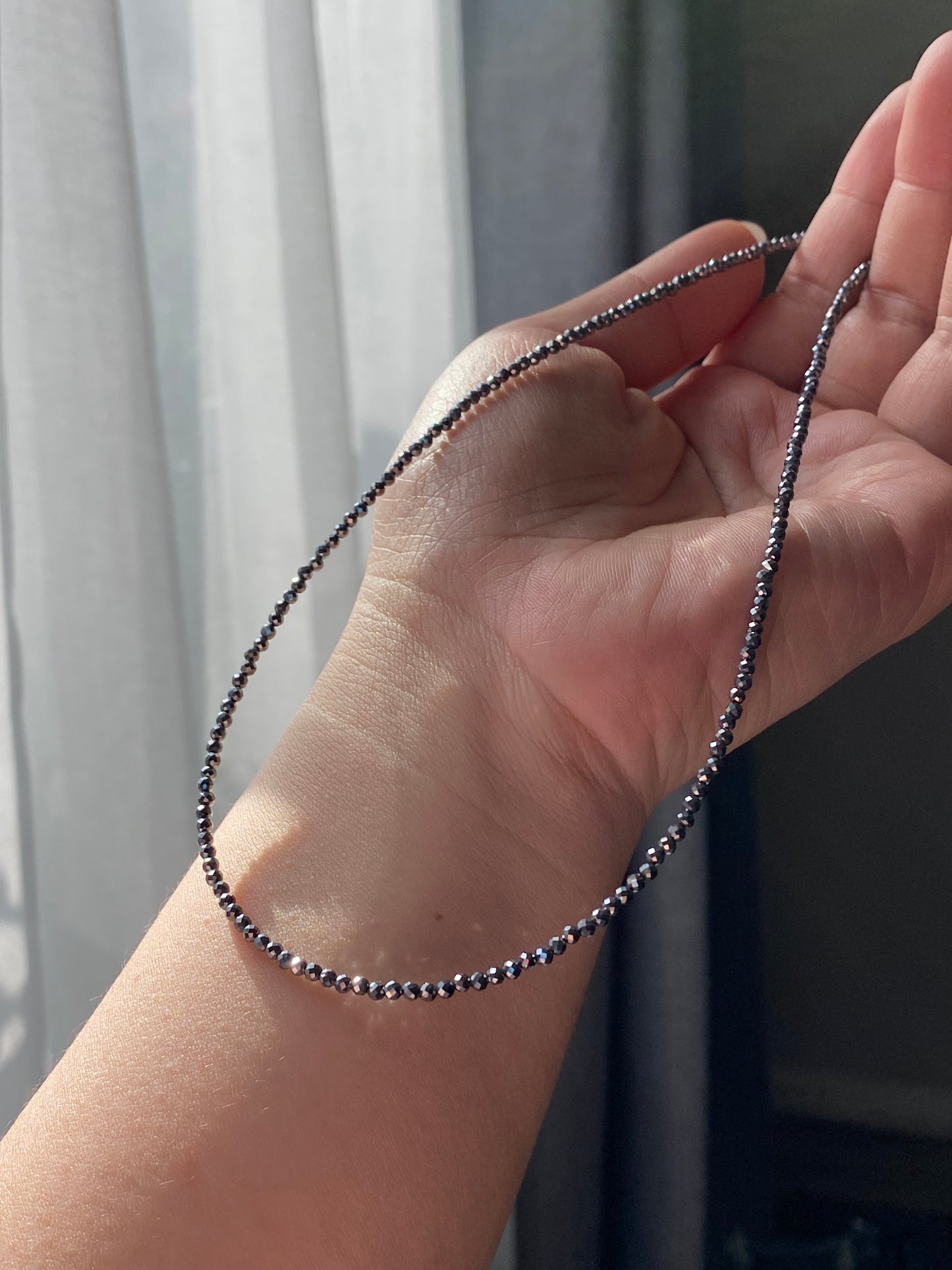 2mm+ Faceted Terahertz Choker Necklace - Healing Energy Jewelry - Elegant Faceted Stone Choker gift for her gift for him