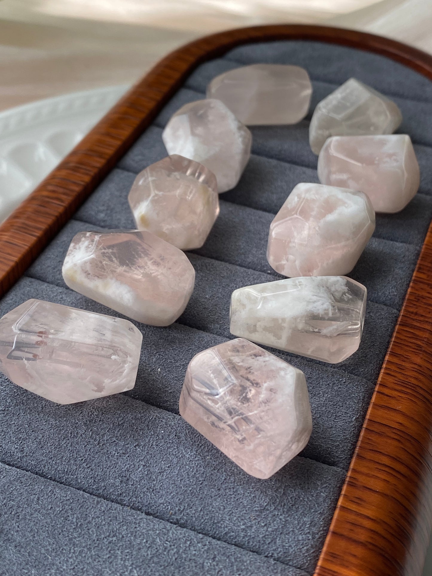 Natural Snowflake Phantom quartz,pink garden quartz irregular barrel shape bead