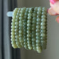 High Grade Nephrite Hetian Jade Biyu ,Abacus Bead Donut Ring Shape Green Bracelet  Emotional Healing and Self-Acceptance 8MM