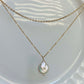 Double Layered Baroque Pearl Pendant Necklace – Elegant 18K Gold-Plated Chain