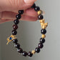 Natural garnet smooth round bead with pixiu design bracelet-bring success and money