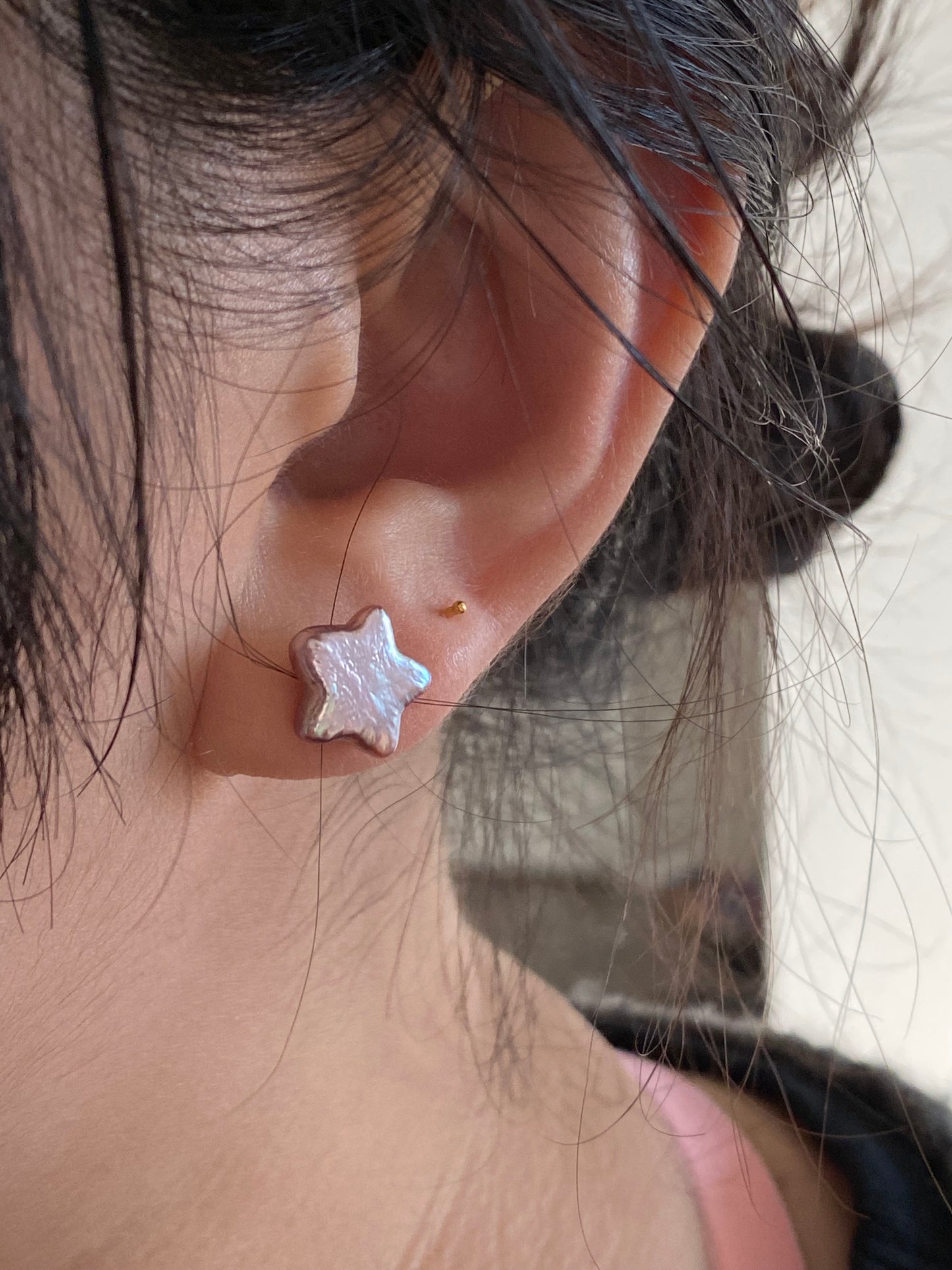 Whispers of Dream Natural baroque star,butterfly,lucky clover,heart sterling silver stud earring