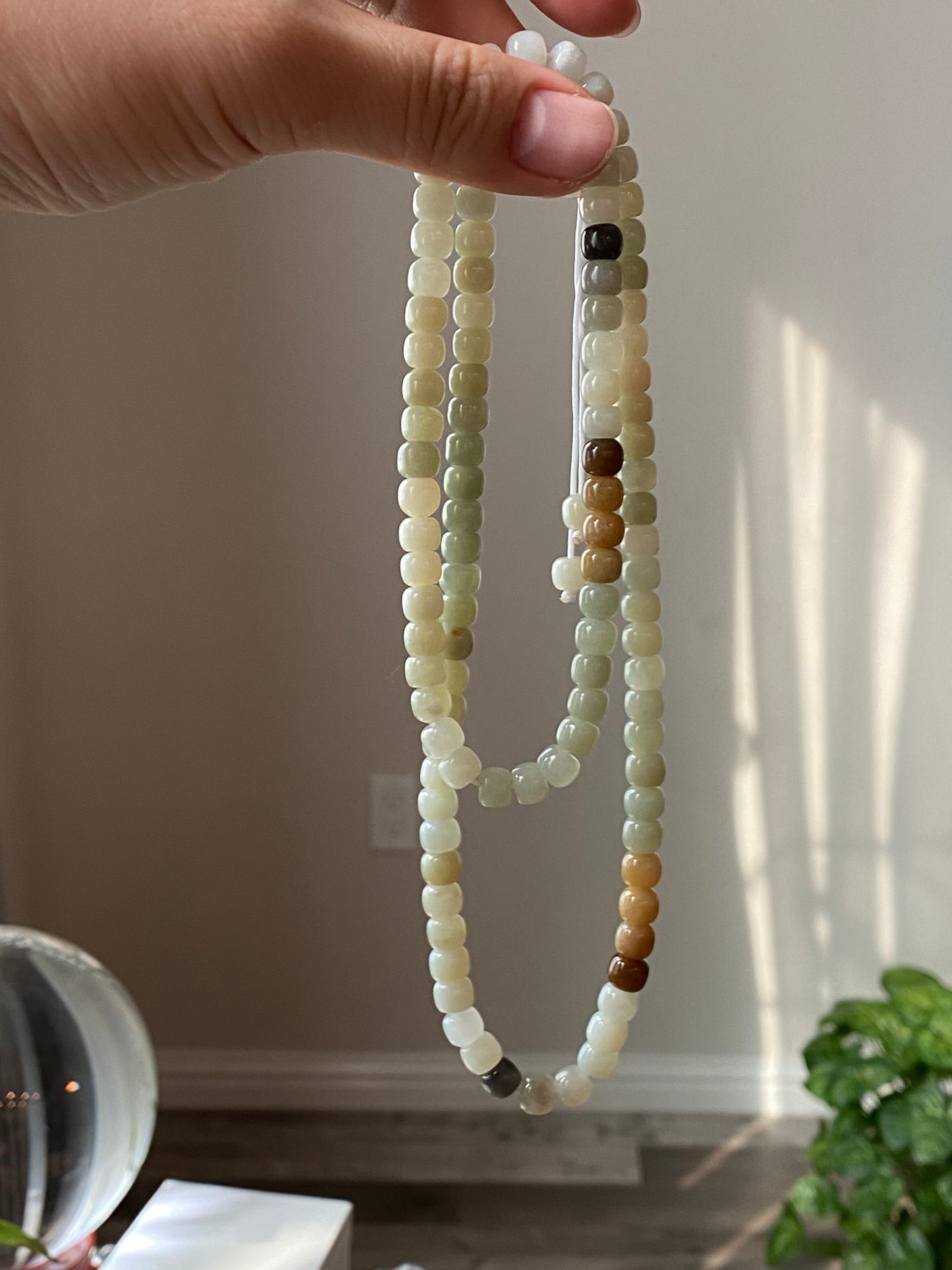 Natural Elegant Long Hetian Jade Necklace with Healing Barrel-Shaped Beads