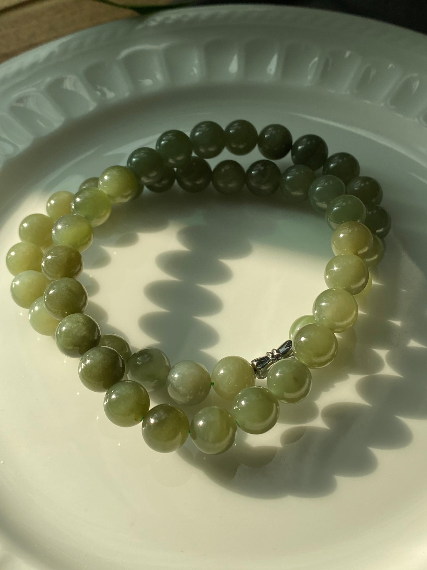 High Grade Natural Lake Green Smooth Round Jade Bead Necklace 9mm | Lucky | birthdays Gift|  anniversaries gift