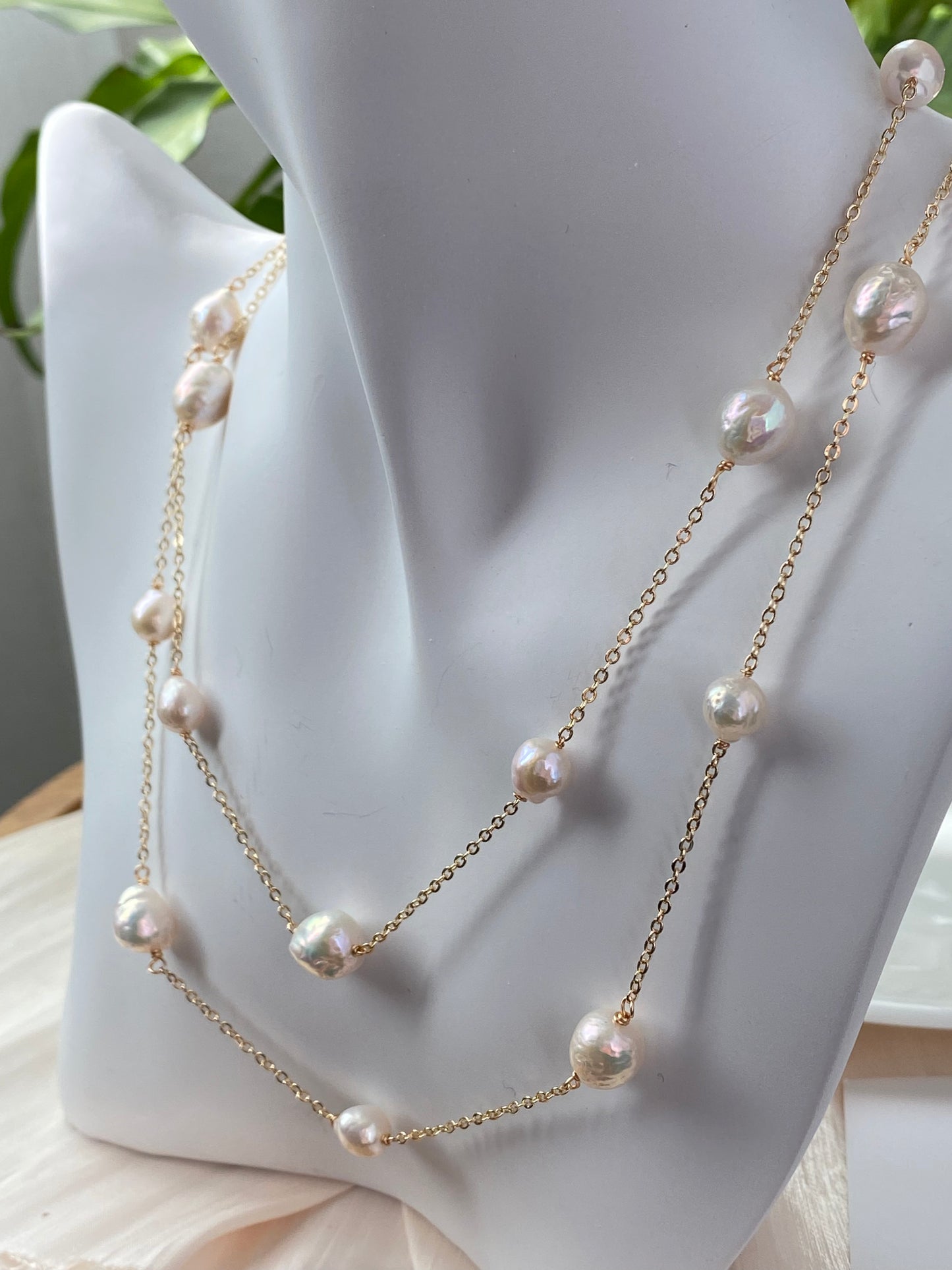 freshwater Starry Cascade baroque Pearl Necklace - Versatile Elegance with Multiple Styling Options