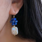 Blooming Lapis Lazuli Sphere & Pearl Earrings - Unique Design for Love Expression