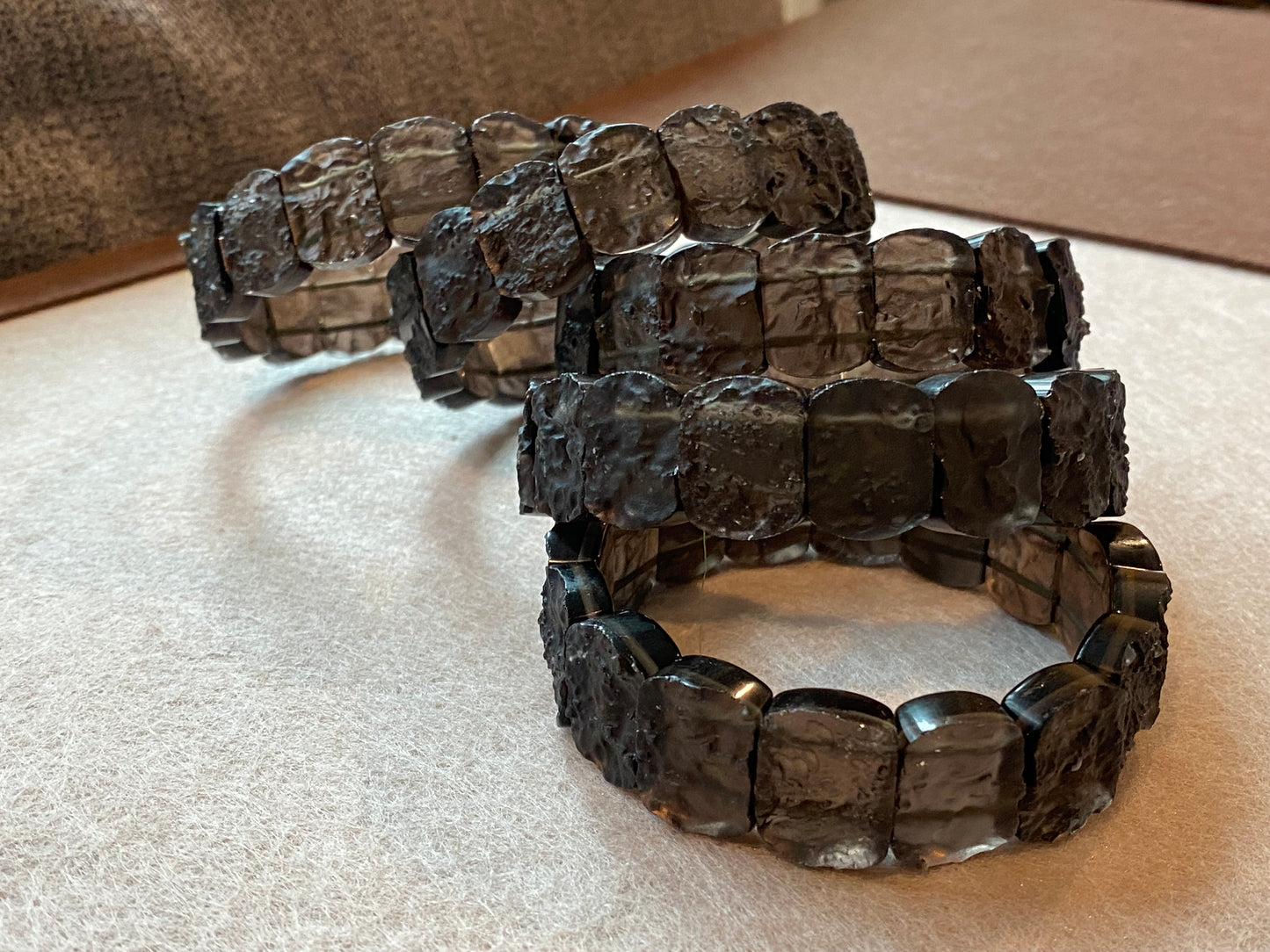 Natural Raw Cintamani Saffordite Tektite bangle Bracelet, wishing stone, Saffordite Tektites, Arizona Tektitest Rectangle beads