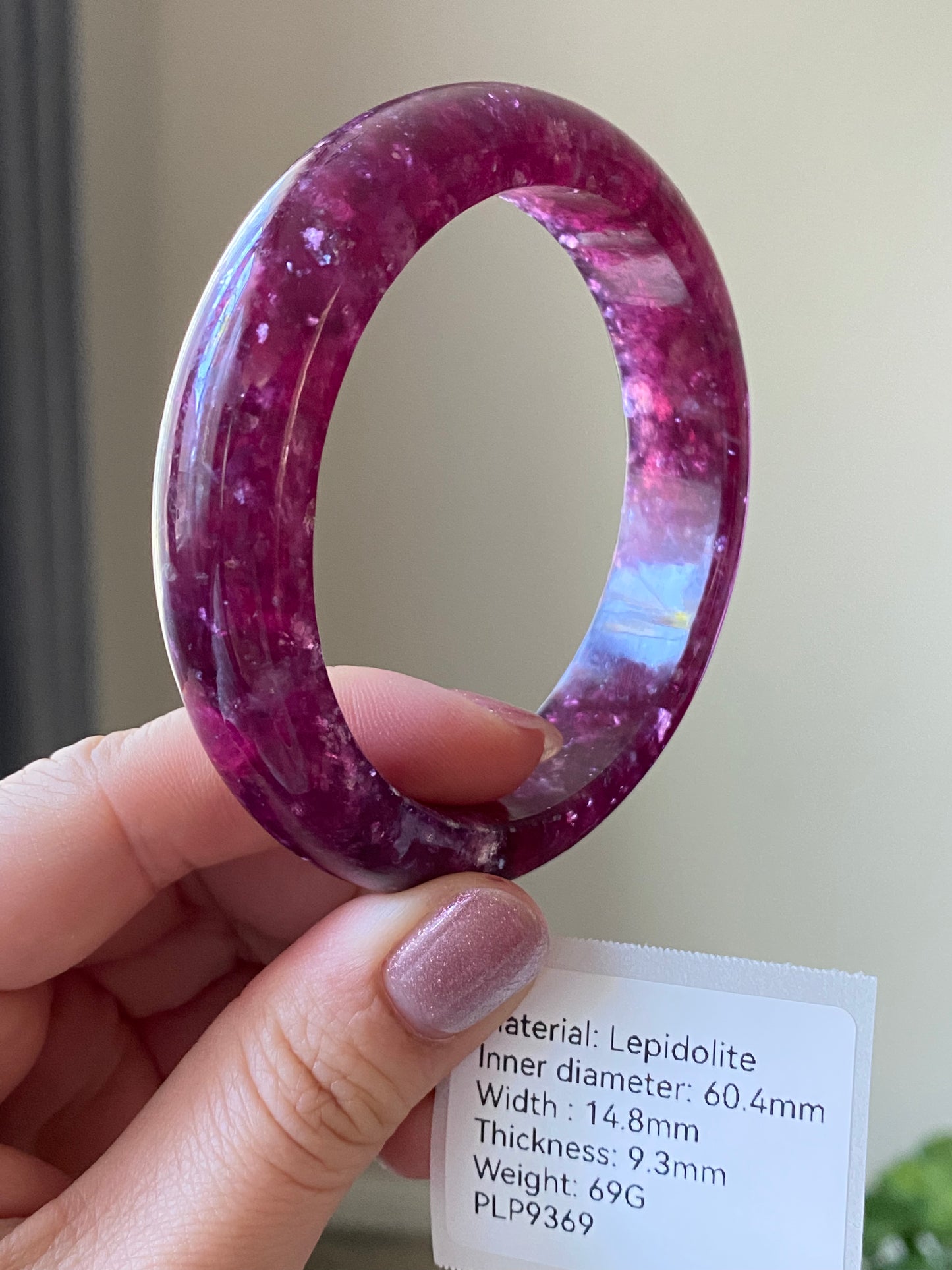 Handcrafted  Super Flash  Natural Lepidolite Bangle Bracelet - Balance Your Spirit and Style