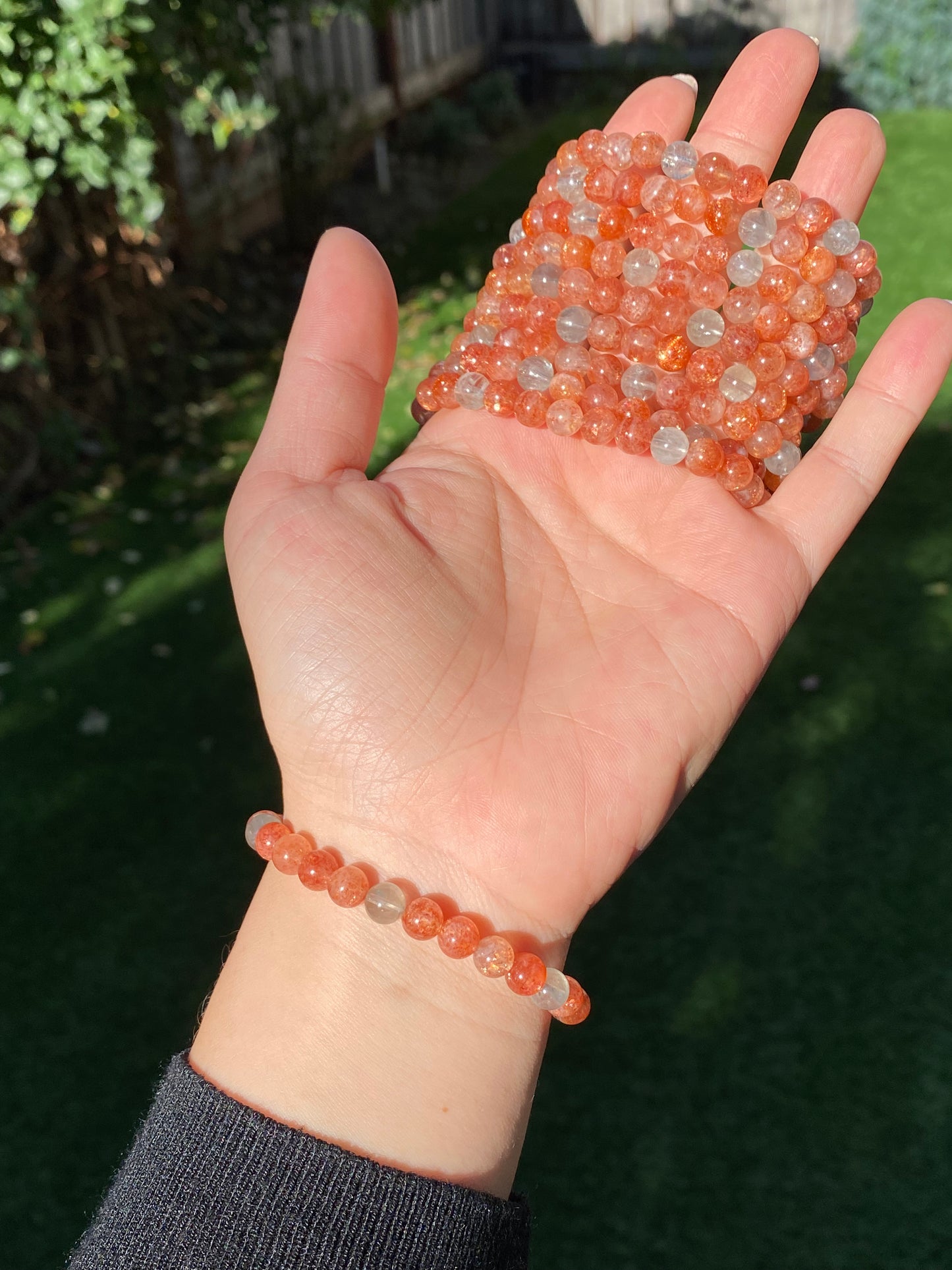 Natural Arusha Sunstone super shinning Fire Smoothie Round Bangle Bracelet-Radiate Positive Energy and Joy