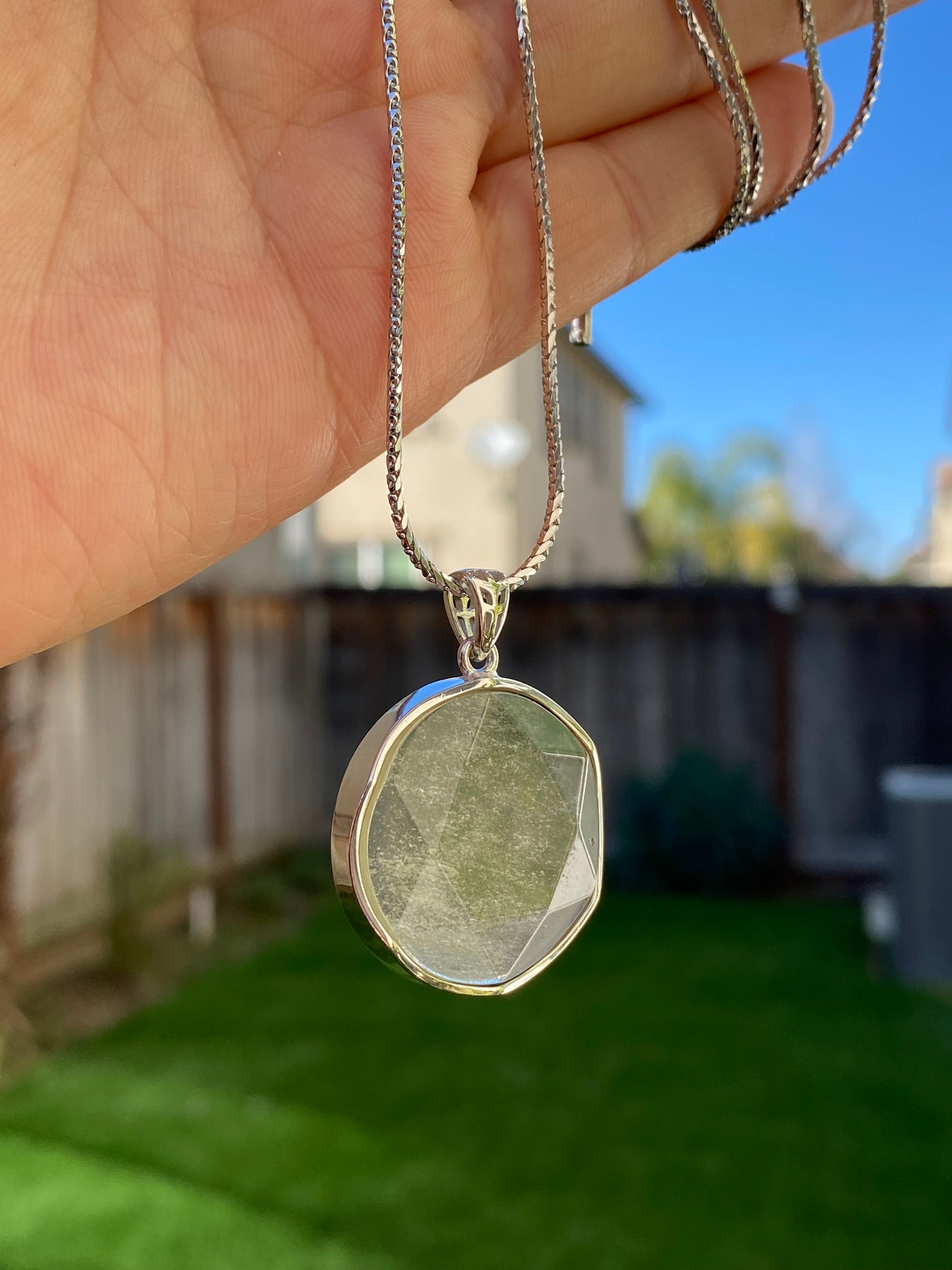 Natural Hand crafted Libyan Desert Glass Meteorite Pendant | Sterling Silver Faceted Healing Jewelry