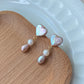 Natural freshwater baroque pearl heart shape,balloon heart dangle earring,gift for her,christmas gift