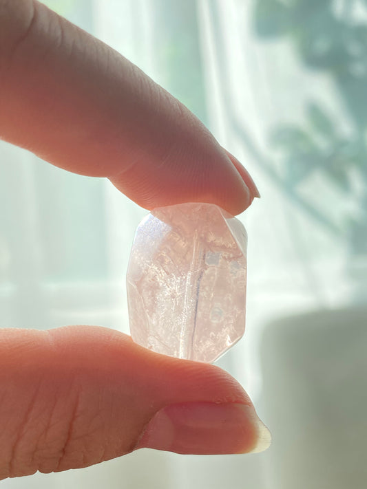 Natural Snowflake Phantom quartz,pink garden quartz irregular barrel shape bead