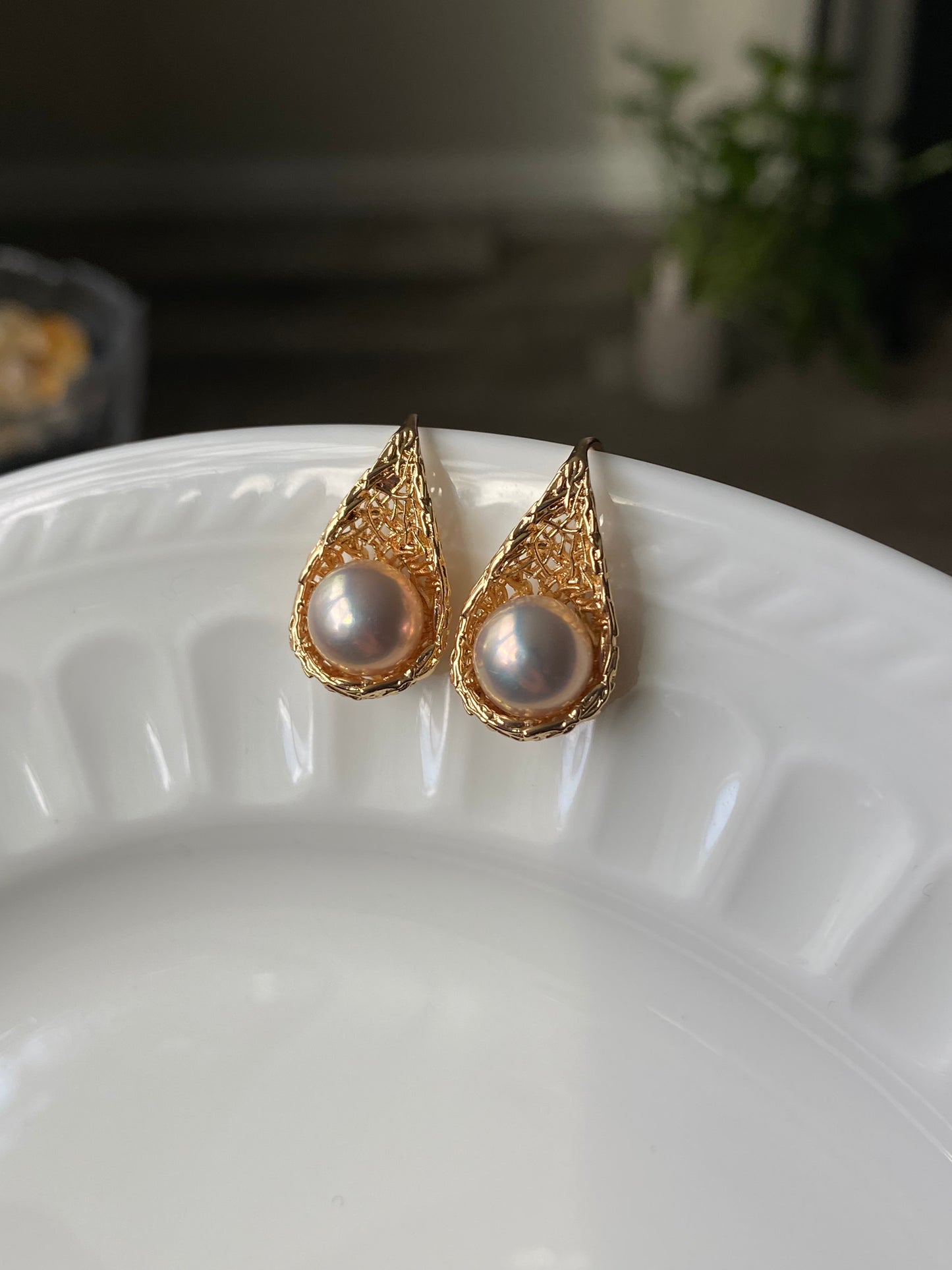 Nestled Pearl Earrings in Gold | Symbolic Love Jewelry | Secure Affection Gift