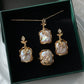 Handcrafted Artistic Pearl Jewelry Set - Adjustable Ring, Pendant Necklace, and Earrings Inspired by Love and Nature