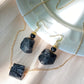 Raw Black Tourmaline Necklace and Earring Set - Protective Energy Healing Crystal Jewelry