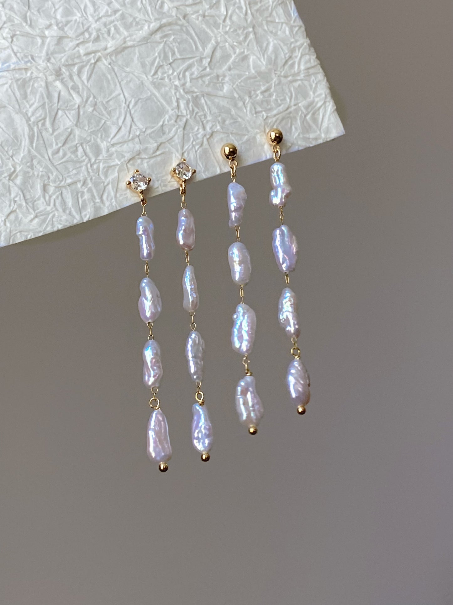 galaxy luster Keshi Pearl Tassel Earrings – Wedding & Bridesmaid Jewelry
