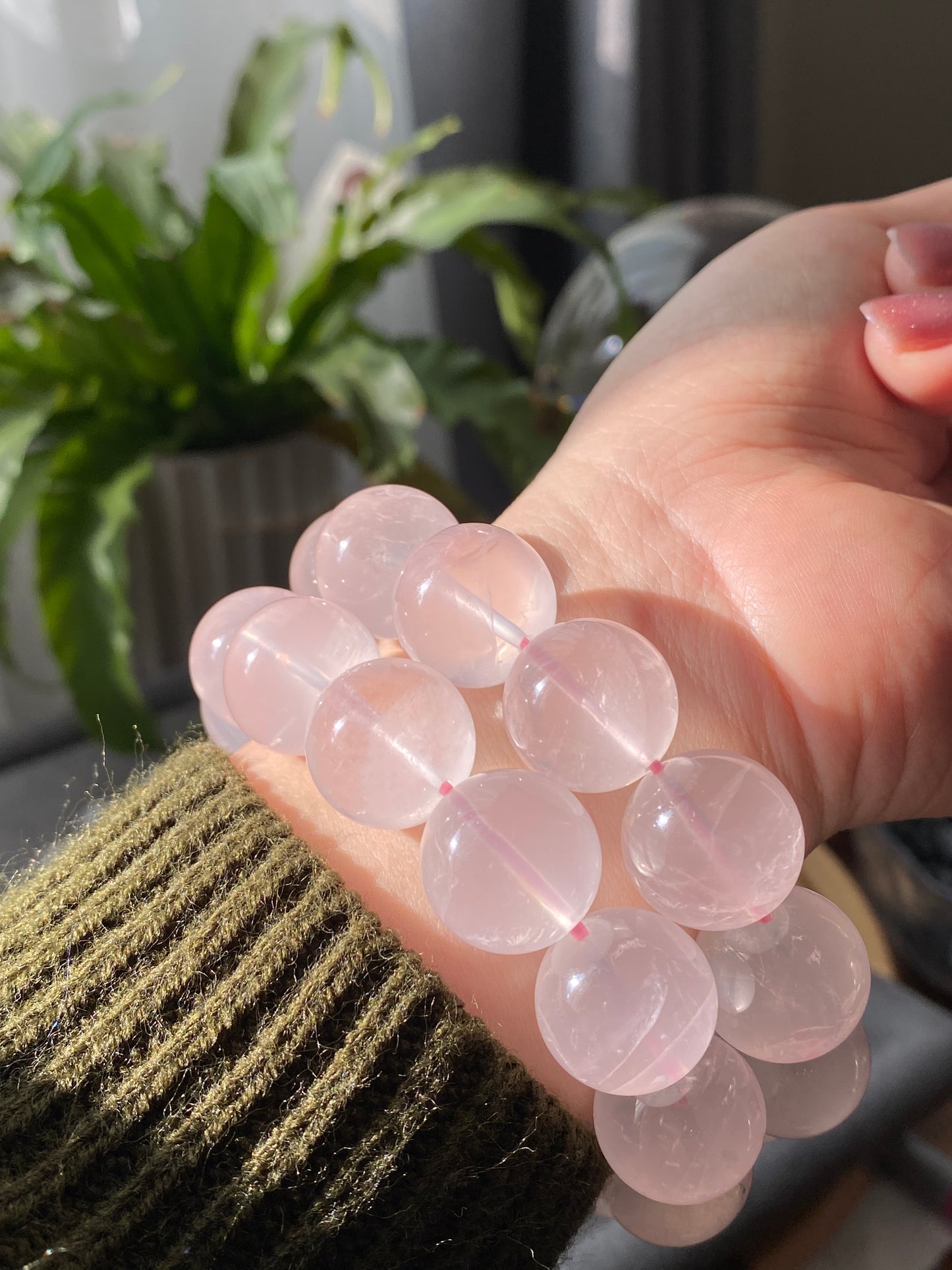 Jumbo size Starlight Rose Quartz Bracelet- Enhance Your Wellbeing with Natural Healing Crystals