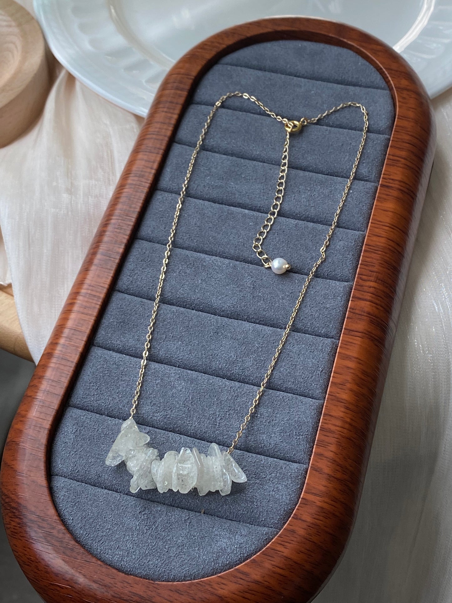 Libyan Desert Glass Smile line Necklace-Healing Necklace - Serenity and Protection Charm Jewelry