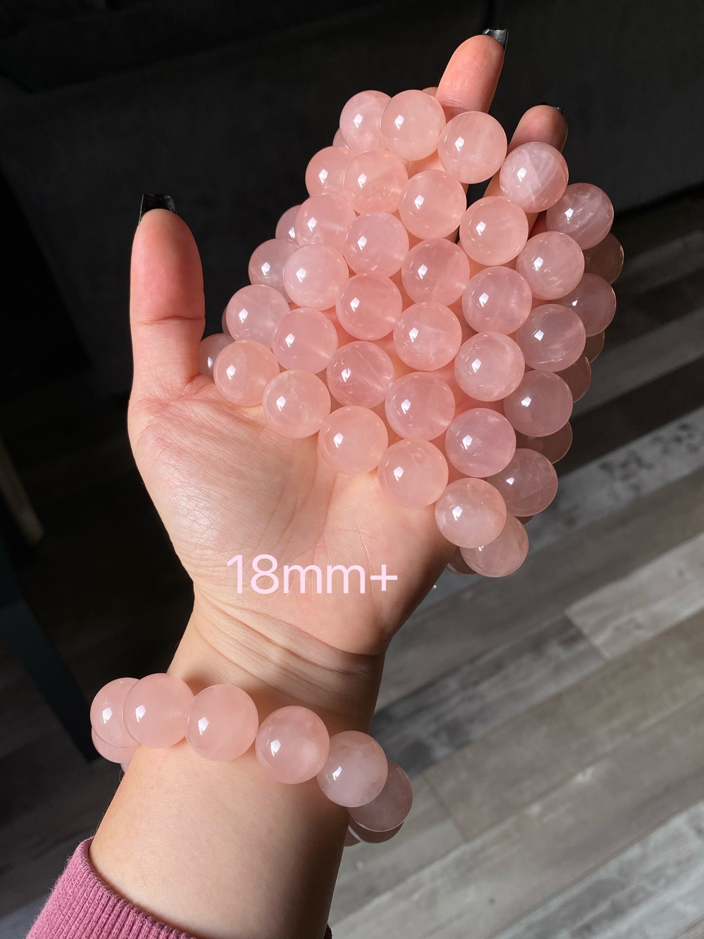 20mm Gym Huge size Natural Rose Quartz,pink crystal Round Bead Bracelet,gift for her sphere on wristen