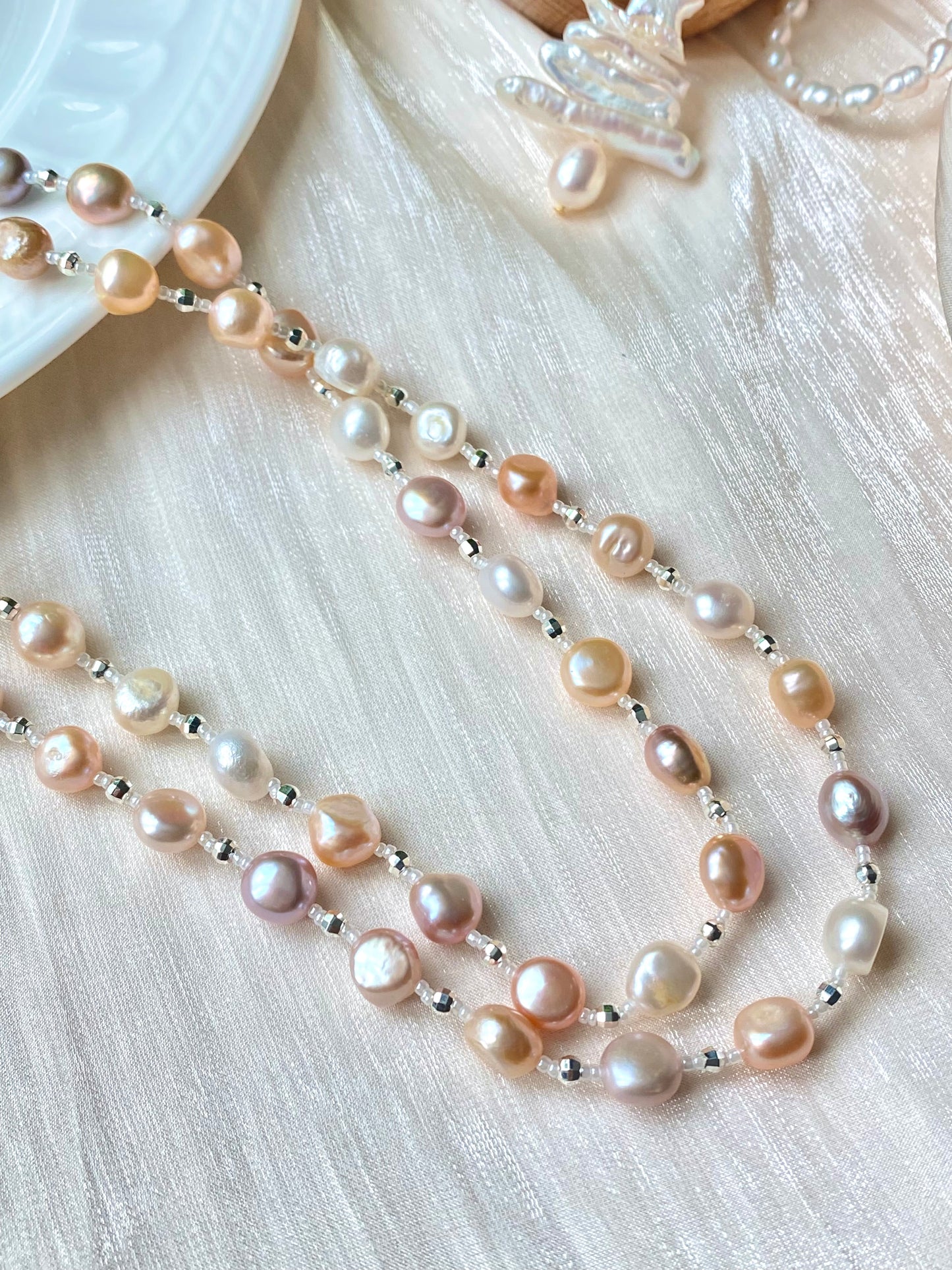 Natural freshwater pearl candy baroque nuggest stone multiple use long necklace,gift for her