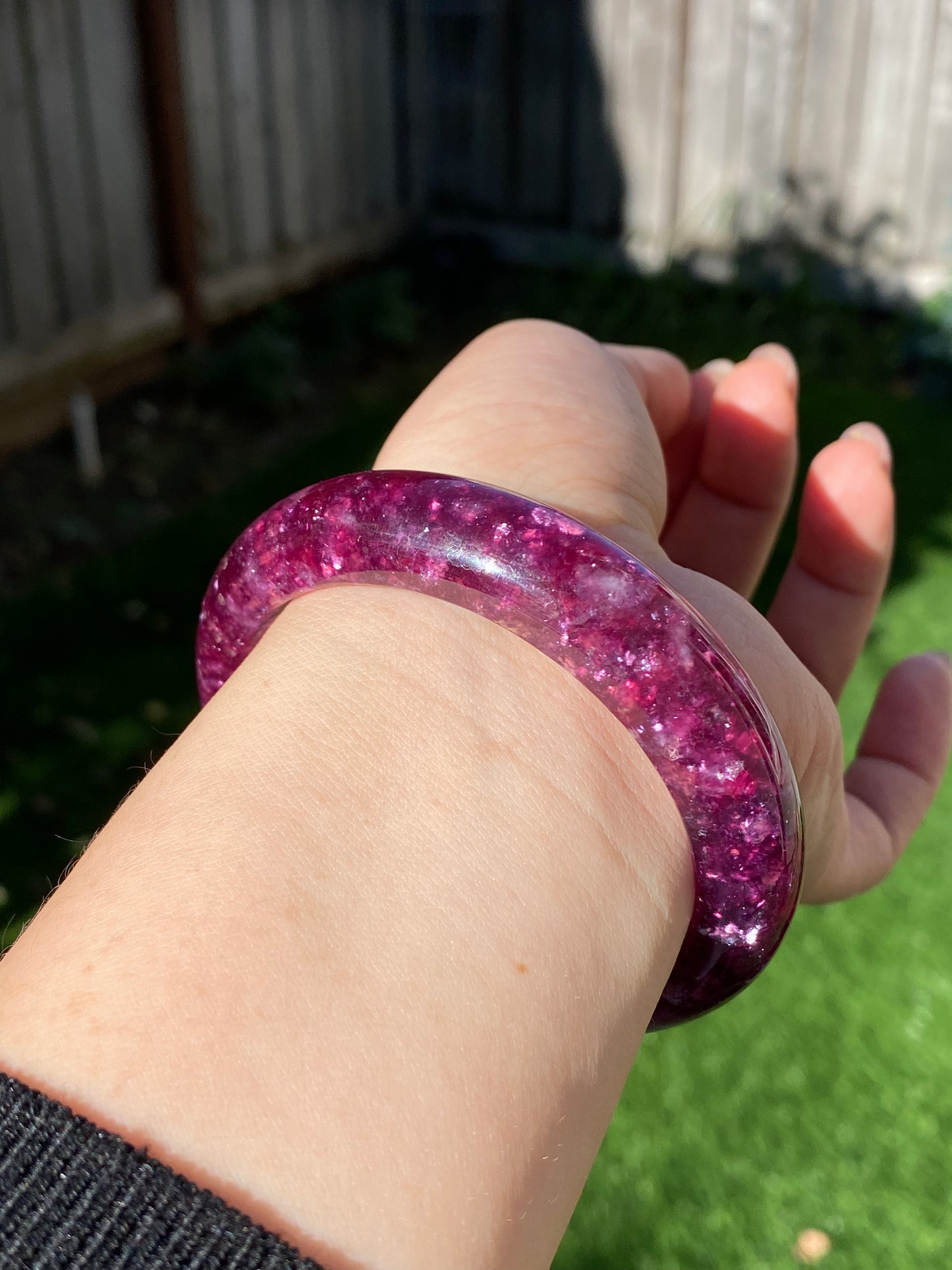 Handcrafted  Super Flash  Natural Lepidolite Bangle Bracelet - Balance Your Spirit and Style